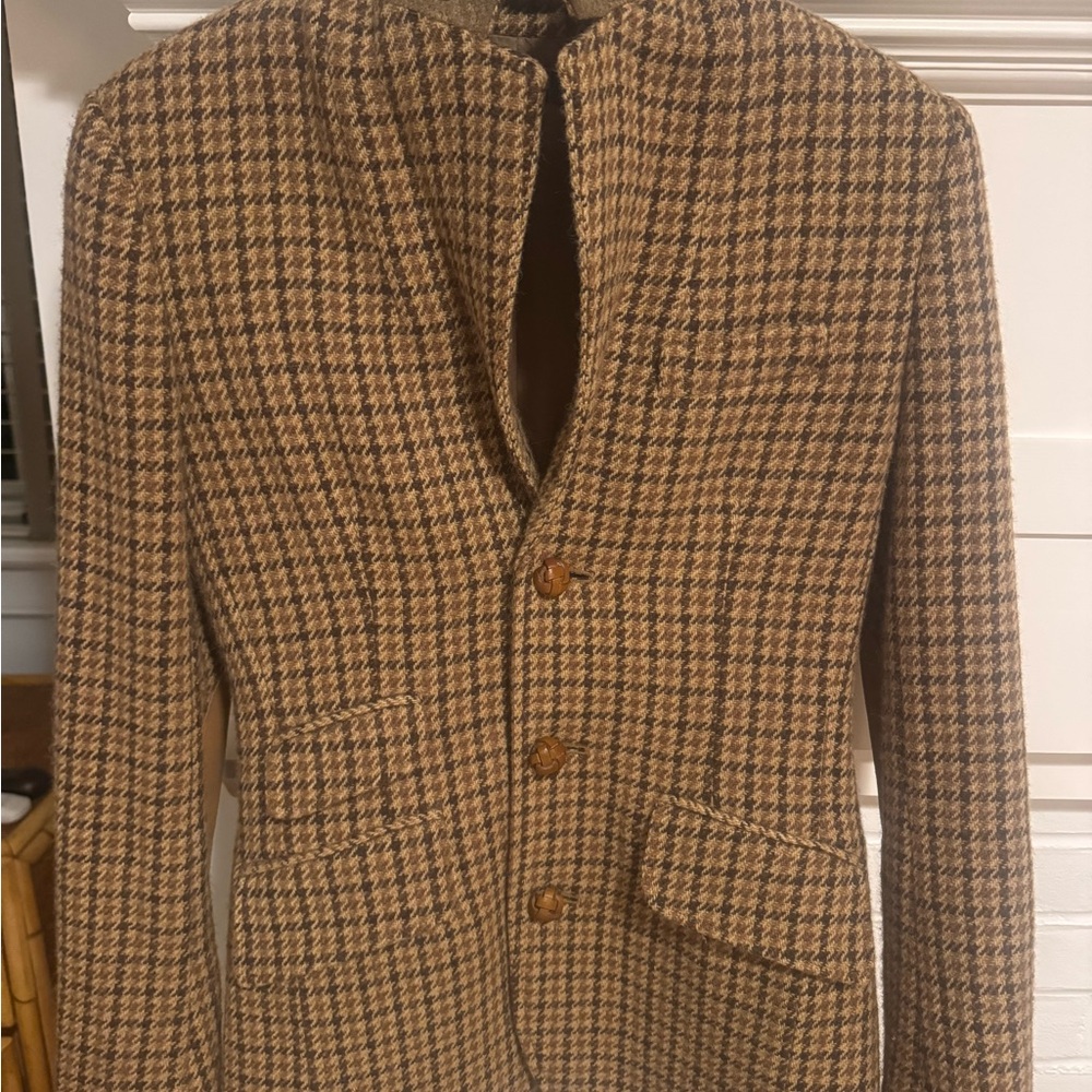 Beautiful Ralph Lauren Tan and Brown Wool Houndstooth Blazer - Picture 15 of 15